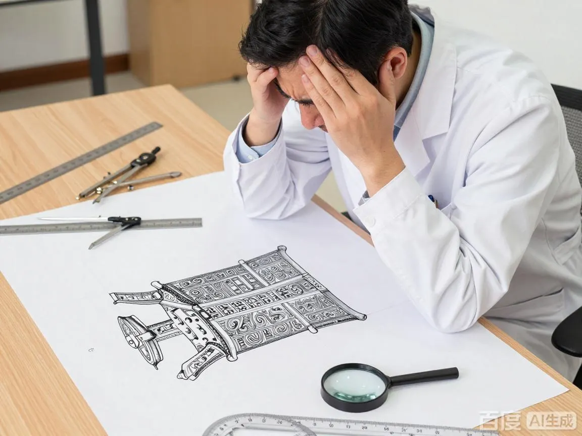 研究人员使用传统工具核对考古线图