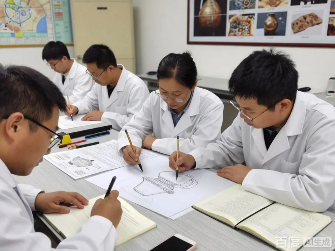 研究人员协同审核考古绘图成果